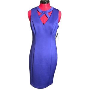 Guess Dress Women’s Size 10 Royal Blue Strappy Sleeveless MIDI Sheath NWT